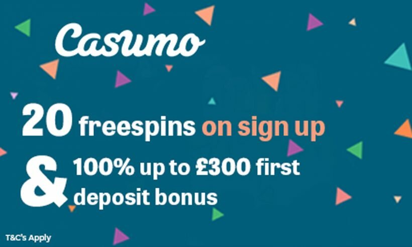 Casumo: 100% up to £300 on first deposit