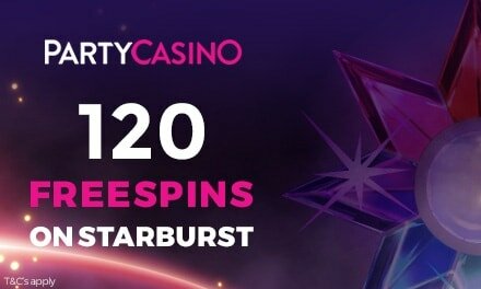 PartyCasino: Get 120 free spins on Starburst