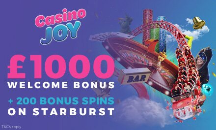 Casino Joy: £1000 welcome package + 200 bonus spins