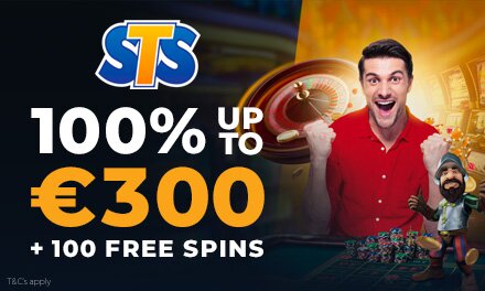STS casino: 100% up to €300 + 100FS